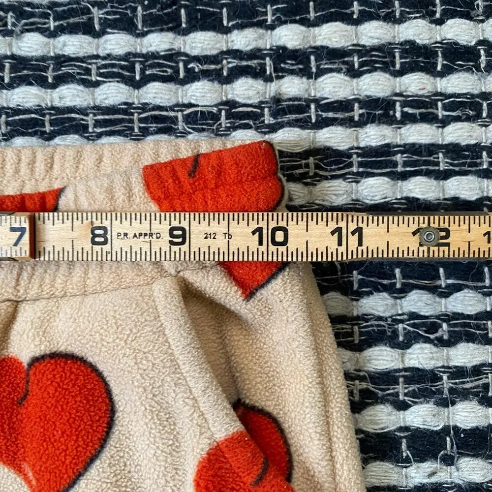 🌿Mini Rodini Girls Cream Red Heart Fleece Drawstring Pants 5/7Y